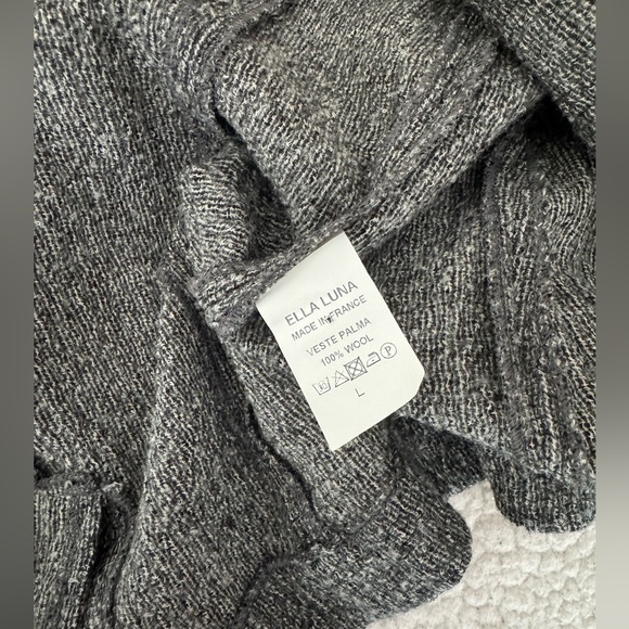 Ella Luna Chain Embellished Grey Wool Sweater Jacket Size L - Picture 6 of 11